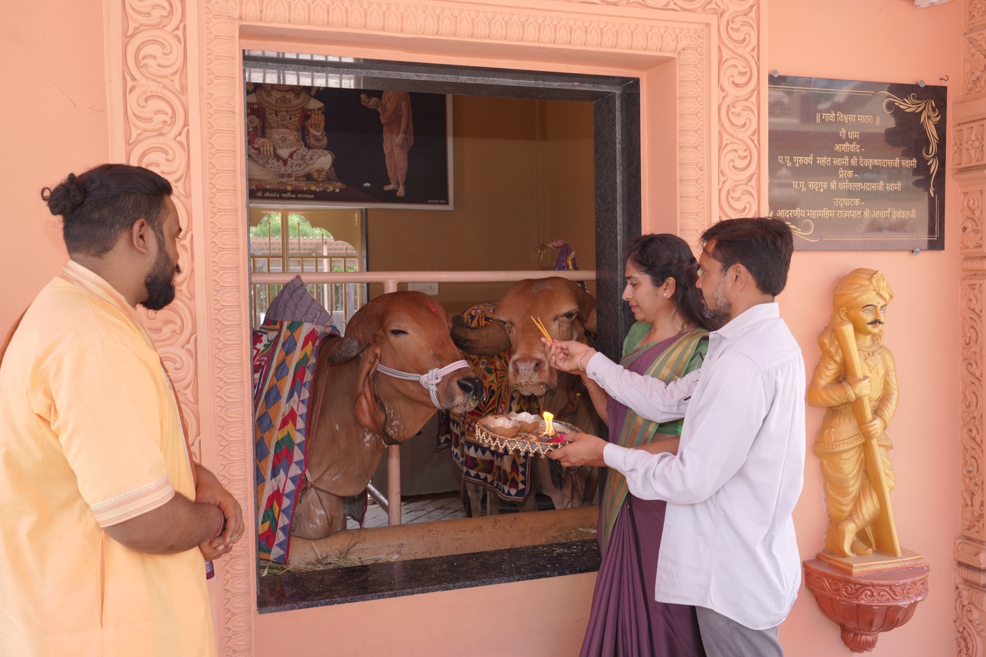 Gau pujan at Nilkanthdham Gaudham