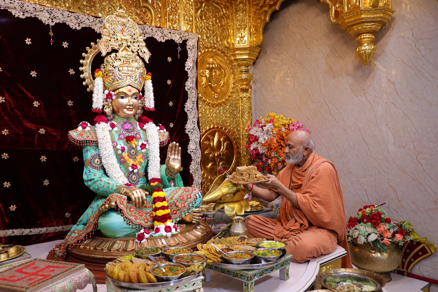 Rajbhog thal offered in the mandir
