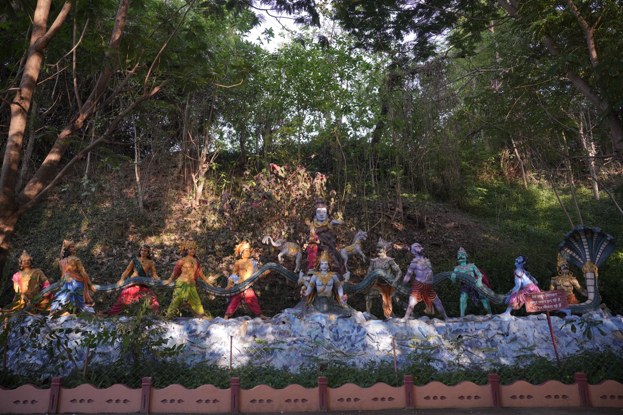 Large outdoor tableau at Sahajanand Pradarshani